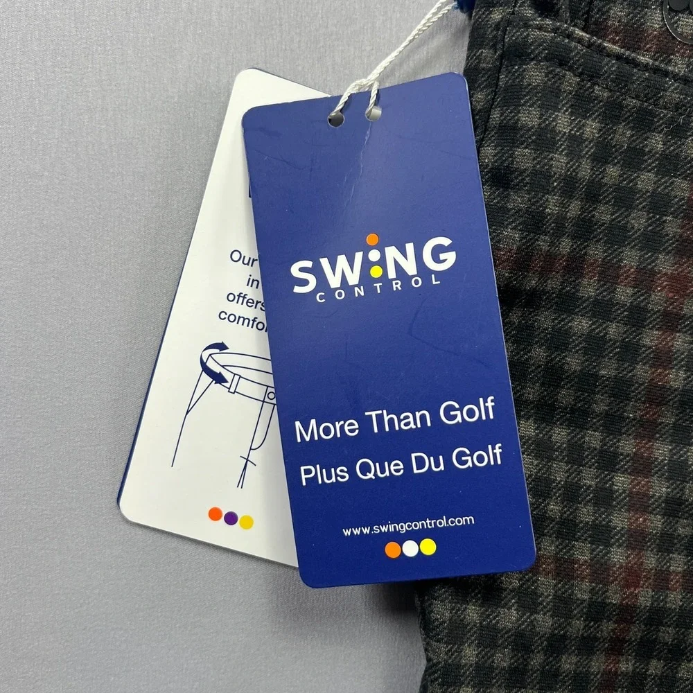 Swing Control Ponte Golf Pants Mens 30x34 Multicolor Edward Plaid Straight Leg